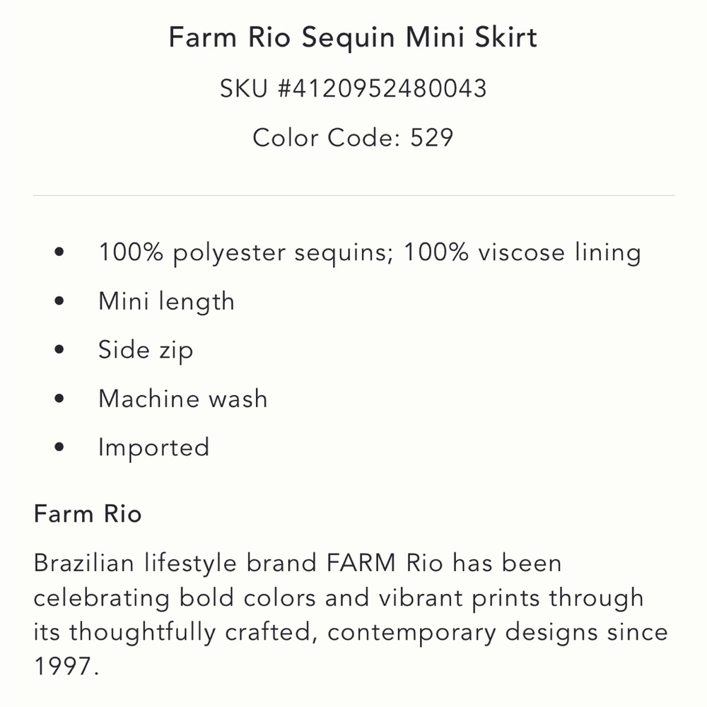 ✨ Farm Rio Sequin Mini Skirt Sz XL - Picture 7 of 7